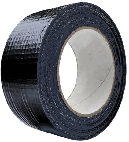 DULA Duct Tape Schwarz – 50 mm x 50 m – Starkes Gewebeband für Reparaturen und Abdichten – Wasserdichtes, Witterungsbeständiges und Handreißbares Panzertape für Innen und Außen