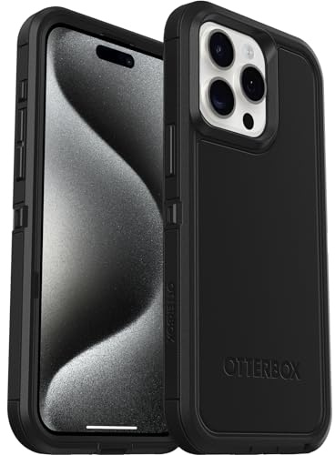 OtterBox Defender XT Hülle für iPhone 15 Pro Max mit MagSafe, stoßfest, Ultra-robust, schützende Hülle, 5X getestet nach Militärstandard, Schwarz, Keine Einzelhandelsverpackung