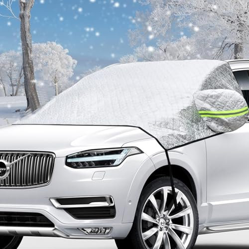 Esteopt Windshield Cover for Ice and Snow Car Windshield Snow Cover 4-Layer Protection for Snow, Ice, UV, Frost Wiper & Mirror Protector Universal