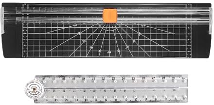 1 taglierina per carta con 5 lame di ricambio e 1 righello pieghevole, taglierina per carta portatile, strumento per scrapbooking, adatto per tagliare carta fatta a mano, note adesive, biglietti di