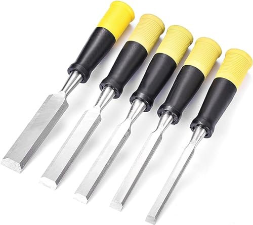 Samnuerly Gravur-Holzmeißel-Set, 5-teiliges Holzhandwerkzeug mit Schlagkappe for Holzschnitzerei und Zimmerei, professionelle Meißel mit Schutzhülle, Chrom-Vanadium-Stahl (Größe: 5 Set) (5 Set)