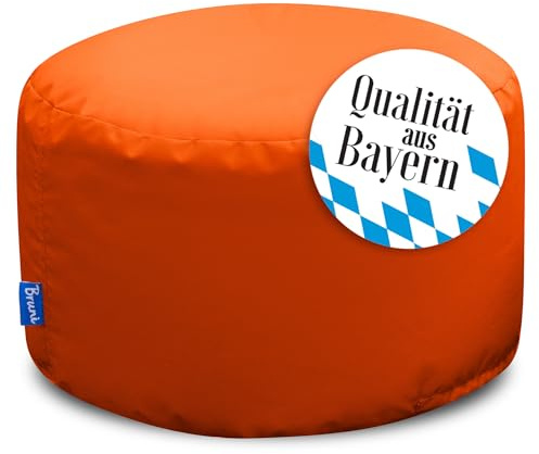 Bruni Sittsäck L orange – rund sittsäck med fyllning, bekväm golvkudde, inomhus- och utomhusfotstöd, avtagbart och tvättbart överdrag för vuxna och barn