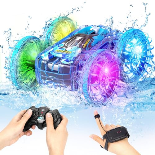 AmazeFun Amphibienfahrzeug Ferngesteuertes Auto ab 4 5 6 7 8 9 Jahre 4WD 360° RC Auto Indoor & Outdoor Spielzeug für Kinder Ferngesteuertes Boot Pool Strand Spielzeug Geburtstags Geschenke Junge