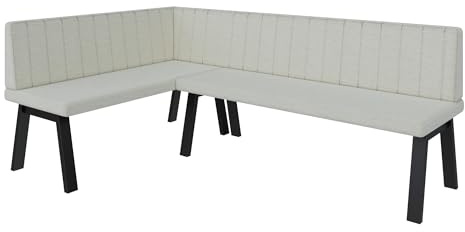 FURNISTAR Eckbank Akiko Metal A - Eckbankgruppe für Ihrem Esszimmer, Küche modern, Sitzecke, Essecke. Perfekt für Küche, Büro und Rezeption. Solide und Starke Verarbeitung. (128x196-Links-Inari22)