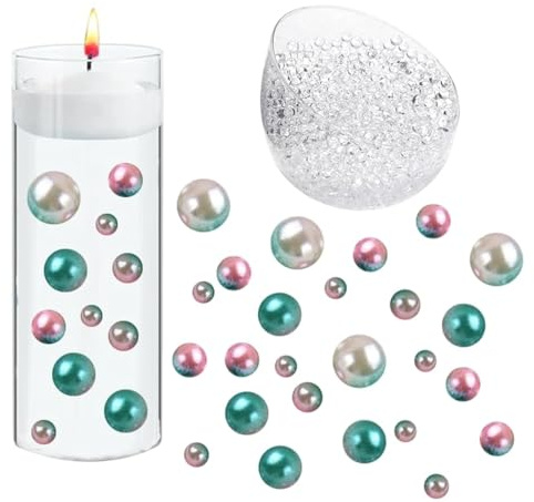 HhBdy Schwimmende Meerjungfrauenperlen mit Farbverlauf, 288 Stück, ABS, Rund, CRAFT_BEAD, Grün