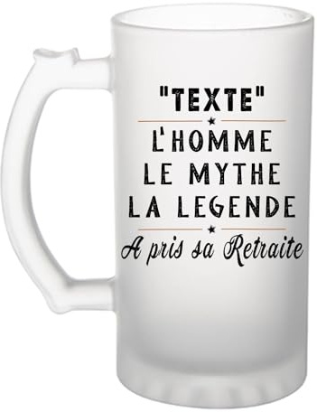 Planetee Chope de bière Prénom Personnalisable - Verre à bière Pinte Cadeau Remerciement Retraite Anniversaire Secret Santa (Homme retraite)