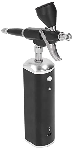 30Psi Black Rechargeable Airbrush Set with Compressor Dropper Painting Cup Nozzle Cover for Makeup Professional Accessories