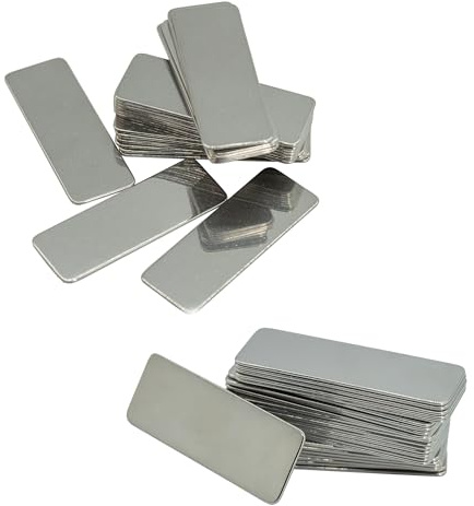 304 Edelstahl Gravur Blanko Anhänger Rechteck Stempel Blanko Metall Schilder zum Gravieren 25er Pack 5 x 1,8 cm