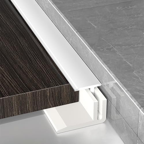 Raouoae Profili Terminali In Alluminio 90cmx3 Per Pavimenti Parquet E Laminato, Finitura Liscia, Sistema Di Transizione Per Bordi In Metallo, Soluzione Professionale Per Ristrutturazioni(Silber,Breite