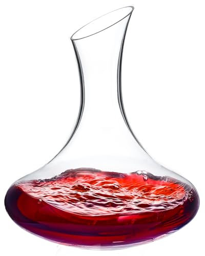 WLASSS Fancy Wine Decanter, 1100ml /37.2OZ Small Red Wine Carafe Decanter, Hand Blown Lead-Free Crystal Glass Wine Carafe for white and red wine, Bottle Gift and Wine Accessories