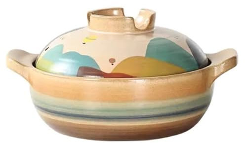 UPWONEC Pentola Per Zuppa Di Argilla, Casseruola in Ceramica, Vaso Di Stufato Anti-Crack, Adatto A Fiamma Aperta A Gas, Vaso Di Stufato Ad Alta Temperatura Domestico,2.5l