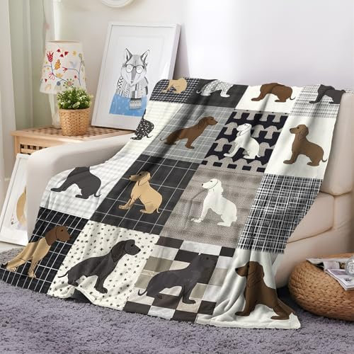 Generico Coperta Plaid Pile 180x220 cm Modello Patchwork Di Cani Animali Coperta Pile Calda Invernale per Divano e Letto, Pile di Flanella Morbida Coperta in Pile Divano Copriletto