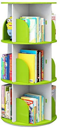 Mehrschichtiges, drehbares Kinder-Bücherregal für A4-Bücher, Spielzeug und Mini-Topfpflanzen, Grün (40 x 97 cm)
