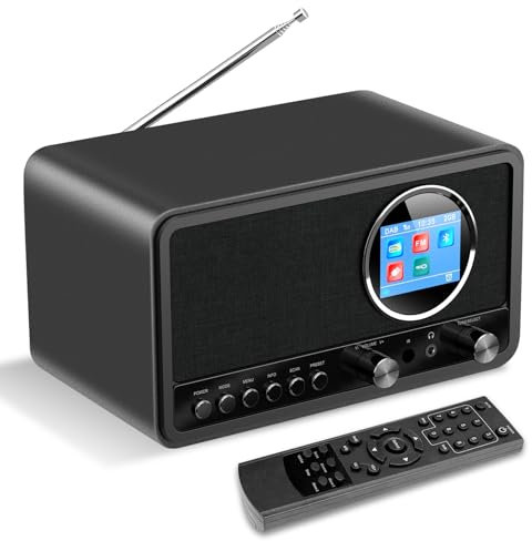 DAB+/FM Radio con Bluetooth, Radio DAB Plus, radio digitale da cucina, r adio con telecomando,Radi o da cucina, radiosveglia con funzione sleeptimer, allarme snooze – USB/Aux-In (Nero)