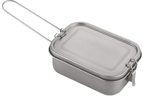 Lunch Box De Titanio - Lunchbox De Metal, Caja Con Asa Plegable Con Tapa Hermética | Caja De Almuerzo De Metal Titanio, Caja De Alimentos De Cocina Con Junta Resistente A