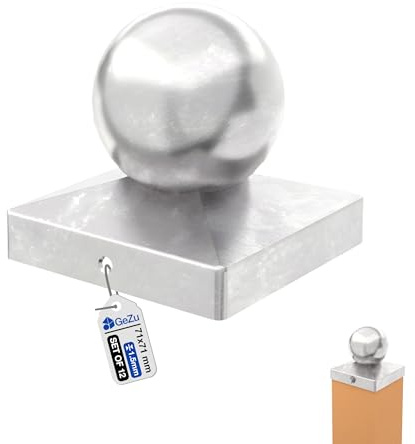 GeZu Impex Capuchon de poteau Boule 71 x 71 mm | Galvanisé à Chaud Chapeau poteaux Capuchons protection bois