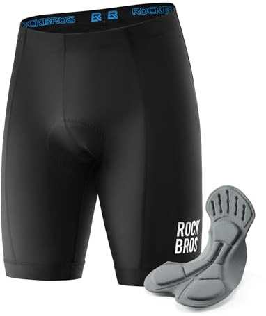 ROCKBROS Radlerhose Herren Fahrradhose mit Sitzpolster 4D Gepolsterte Kurz Atmungsaktive Schnelltrocknende Fahrrad Hosen Radhose MTB Renrrad