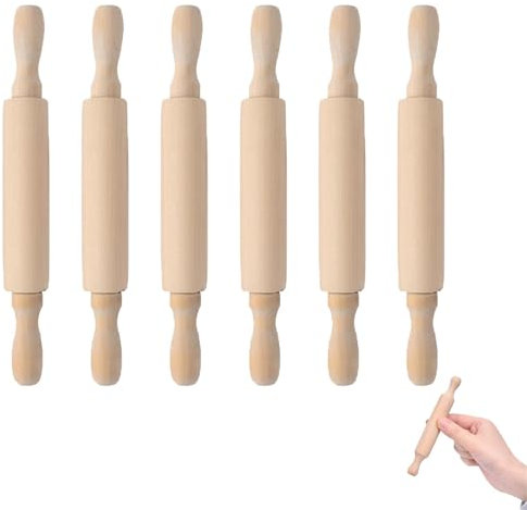 6 Pack Rolling Pin, Crafts Small Rolling Pin for Kids, Miniature Dough Rollers, Perfect for Cookies, Pastry, Clay, Polymer (14 * 2cm)