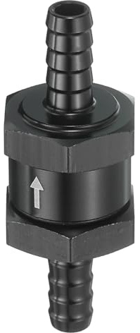 sourcing map Clapet anti-retour de carburant de 8 mm, anti-retour à sens unique, accessoires de contrôle en alliage d'aluminium pour essence, diesel, gaz, huile, air, eau, noir