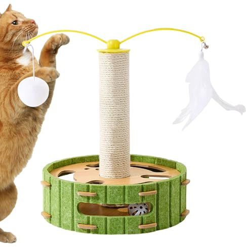 Tiragraffi per gatti al coperto Albero per gatti - Giocattolo per gatti con piume e palline di pelliccia | Feltro gatto gratta | Forniture di intrattenimento | Toelettatura per interni per