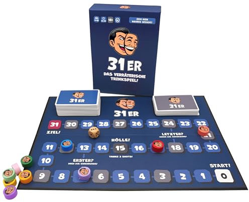 31er® Das Verräterische Partyspiel – Lustiges Brettspiel für Erwachsene ab 18 – Partyspiel mit 150 Minispielen und Aufgaben – Perfekt für Party, Geburtstag, Silvester, Spieleabend & JGA