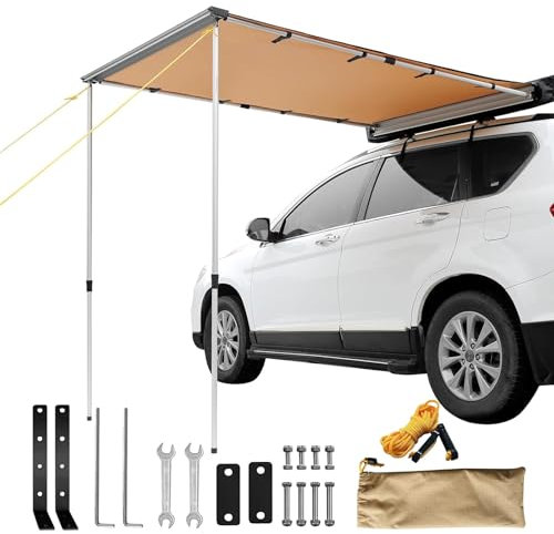 WilkSxyc Toldo Furgoneta Camper, Toldos Laterales Retráctiles para Coche, Tienda de Campaña Extraíble de Altura Ajustable para Exteriores con Bolsa de Almacenamiento Impermeable(200x250cm)