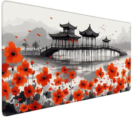 Tapis de Souris Gris Tapis de Souris Gamer pavillon Grande Mousepad 900x400x3mm Mouse Pad Base en Antidérapante avec Coutures sur Les Bords pour PC, Ordinateur, Travail, Cadeaux pour Hommes XZ-879