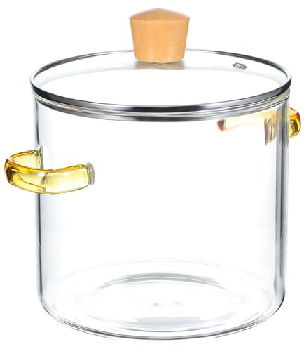 CIYODO Marmite Verre Transparent Pot à Mijoter Résistant Haute Température avec Double Poignées Casserole de Cuisson Claire pour Cuisine Familiale et Professionnelle
