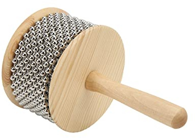 Cryfokt Giocattolo a Manovella con Sfera in Acciaio Cabasa in Legno per Creare Vari Effetti Ritmici - Strumento a Percussione per Bambini (Grande Kabasa)