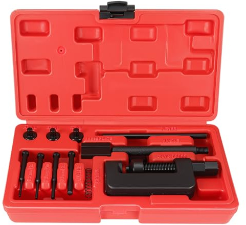 Moendergo 13 Pcs Motorcycle Chain Breaker Set,Motorbike Tool Kit, Universal MotoBike Chain Breaker Splitter Link Riveter Repair Tool,Chain Breaker Chain Cutter Breaker Separator And Riveter
