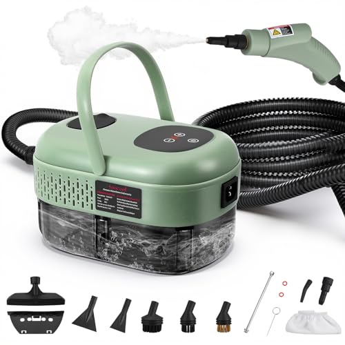 Steam Cleaners,2500W Portable Handheld Steam Cleaner Multipurpose for Home, 1200ML High-Temperature Steamer for Sofa, Carpets, Upholstery, Car, Windows, Mattress & Fabric-Green