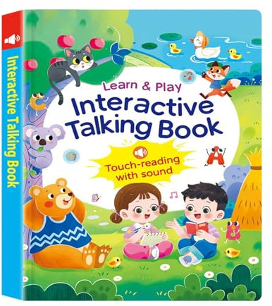 Kids Talking Storybook - USB Rechargeable Touch Audio Book, Learning Guide, Preschool Travel Story Books | Interactive Educational Device For Children Boys Girls Home Car Kindergarten School Daily