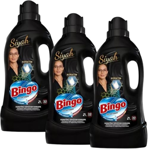 Bingo Schwarzes Flüssigwaschmittel mit Farbschutz – 3 x 2 L – Für dunkle Kleidung