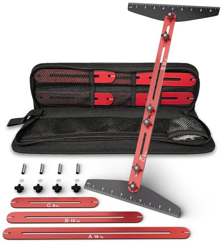 Stair Tread Gauge Template Tool, 8-72 Inches Adjustable Aluminum Alloy Stair Measuring Jig for Accurate Stair Measurement,Includes Storage Bag