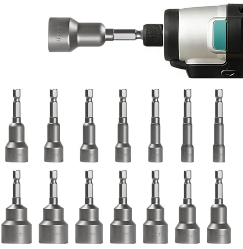 magnetiskt hylsset sexkant hylsor 6-19 mm 1/4 inch skaft bitshylsa sats hylsor för borrmaskin skruvdragare cr v stål magnetisk hållare gör det själv bilservice verkstad montering av möbler 6 mm 19 mm