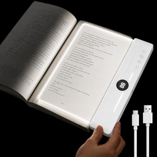Dusefogo Leselicht Buch,Leselampe Buch,Smart LED Panel Booklight mit 3 Farben und Timer, Buchlampe auch als Nachttischlampe Nachtlicht, USB Wiederaufladbare Buchlicht für Nachtlesen ins Bett