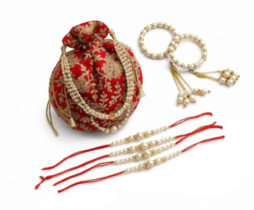 KULIA® Rakhi-set för bror med designerpåse Potli-set Rakhi-tråd