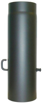 Kamino-Flam Tuyau de Poêle avec Clé de Tirage Ø 150 mm, Tube Droit Longueur 500 mm en Acier Laqué Senotherm, Conduit de Cheminée avec Régulateur de Tirage, Gris Fonte