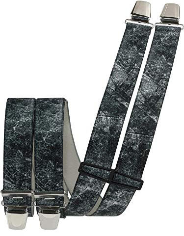Harrys-Collection Herren Hosenträger 4 Clips 35mm breit, jeansblau, 120 cm | trendiger Jeans-Look, individuell verstellbar, starke Clipse für Hosenbund, elastisches Gummiband, hoher Tragekomfort