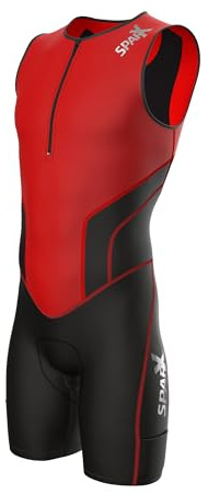 Sparx X - Traje de triatlón para hombre, para carreras, ciclismo, natación, correr, Rojo -, Medium