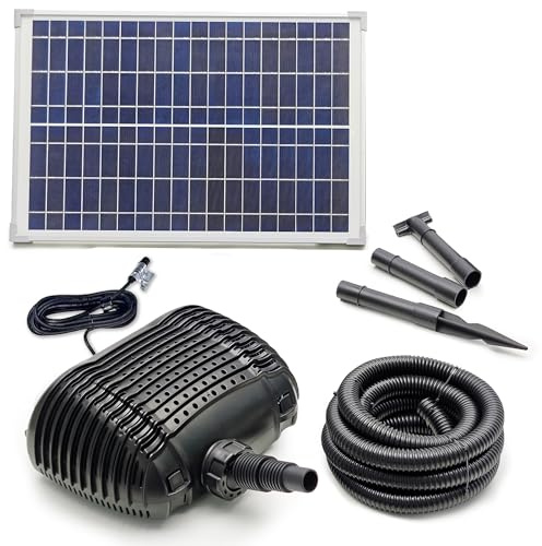 MNP Powerful Submersible Solar Powered Pond Pump Kit with Panels and Hose. No Battery. Advanced design. (25 Watts)