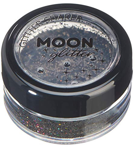 Holographische Glitzer Shaker von Moon Glitter - 100% kosmetischer Glitzer für Gesicht, Körper, Nägel, Haare und Lippen - 5gr - Schwarz