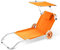 Casaria® Lettino da Spiaggia Kreta Pieghevole Trasportabile 2 Ruote con Cuscino Tettuccio Parasole Sdraio Prendisole