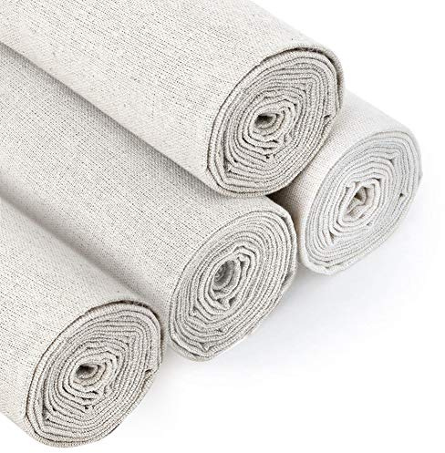 Naturleinengewebe, 4 Stück, für Bekleidungshandwerk, 50 cm, Leinenstoff für Polsterung, Blumentopf-Dekoration und Tischdecke, Weiß 4 Stück