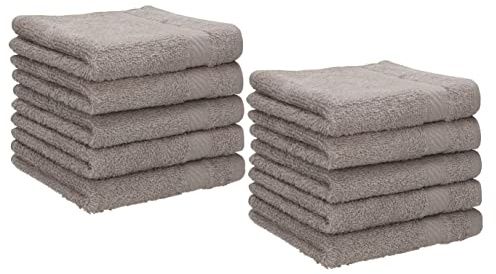 Betz 10 Stück Seiftücher Seiftuch Seiflappen Set Palermo 100% Baumwolle Größe 30x30 cm Stone