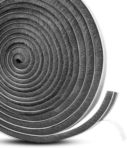 Bürstendichtung selbstklebend für Türdichtung Türbodendichtung Windstopper Rolladendichtung Dichtungsband Insektenschutz Fliegengitter (5 Meter, 6,7 x 20)