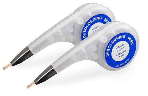 2er Pack GALLUNoptimal Entlötlitze flussmittelgetränkt 2 mm breit 1,5 m lang im praktischem Spender