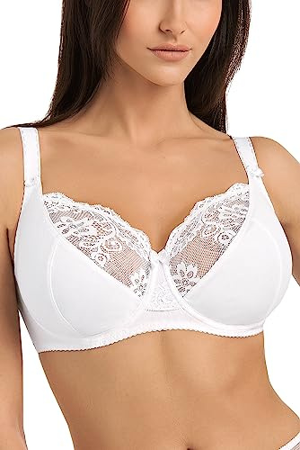 Teyli Damen BH Bra - Minimizer BHS Bügel Grössen - BH Große Brüste - Komfort Starker Halt - Damen Bügel Minimizer - BHS Frauen Bra Weiß 90D