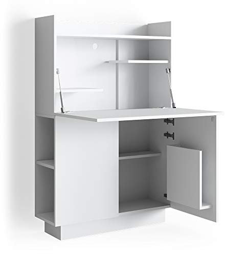 Vicco Sekretär Schreibtisch Alena, Arbeitstisch mit Schrank, Weiß, 85 x 27 cm