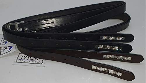 Kinder Steigbügelriemen Leder Glitzer Strass Big Liz Braun Schwarz 100 110 120 cm Riemen Steigbügel Nummeriert Tysons (110 cm, Schwarz)